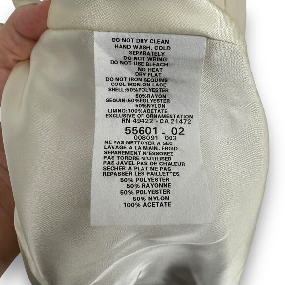 Vintage Y2K Jessica McClintock Millenium 2000 Ivory Sequin Lace Maxi Skirt, Sz 4 - Picture 9 of 10